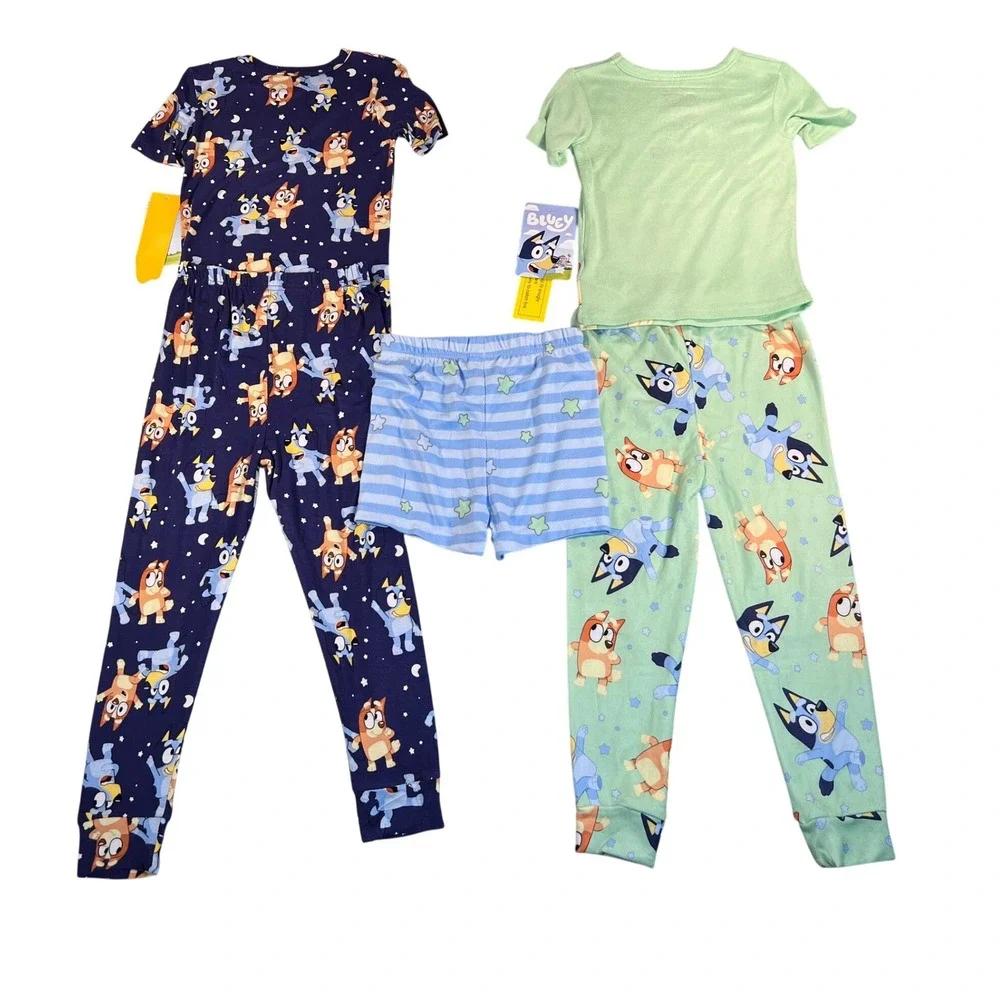 Bluey Toddler Pajamas 5pc Set 5T NWT Viscose Bingo Navy Mint Green Shorts